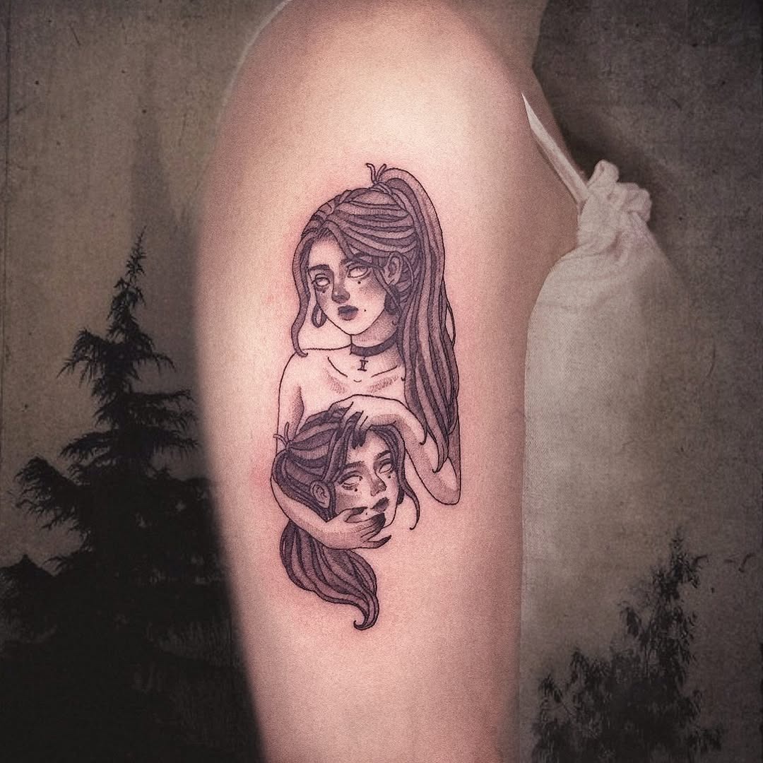 Artistic Geminis with Dual Female Faces Tattoo Design