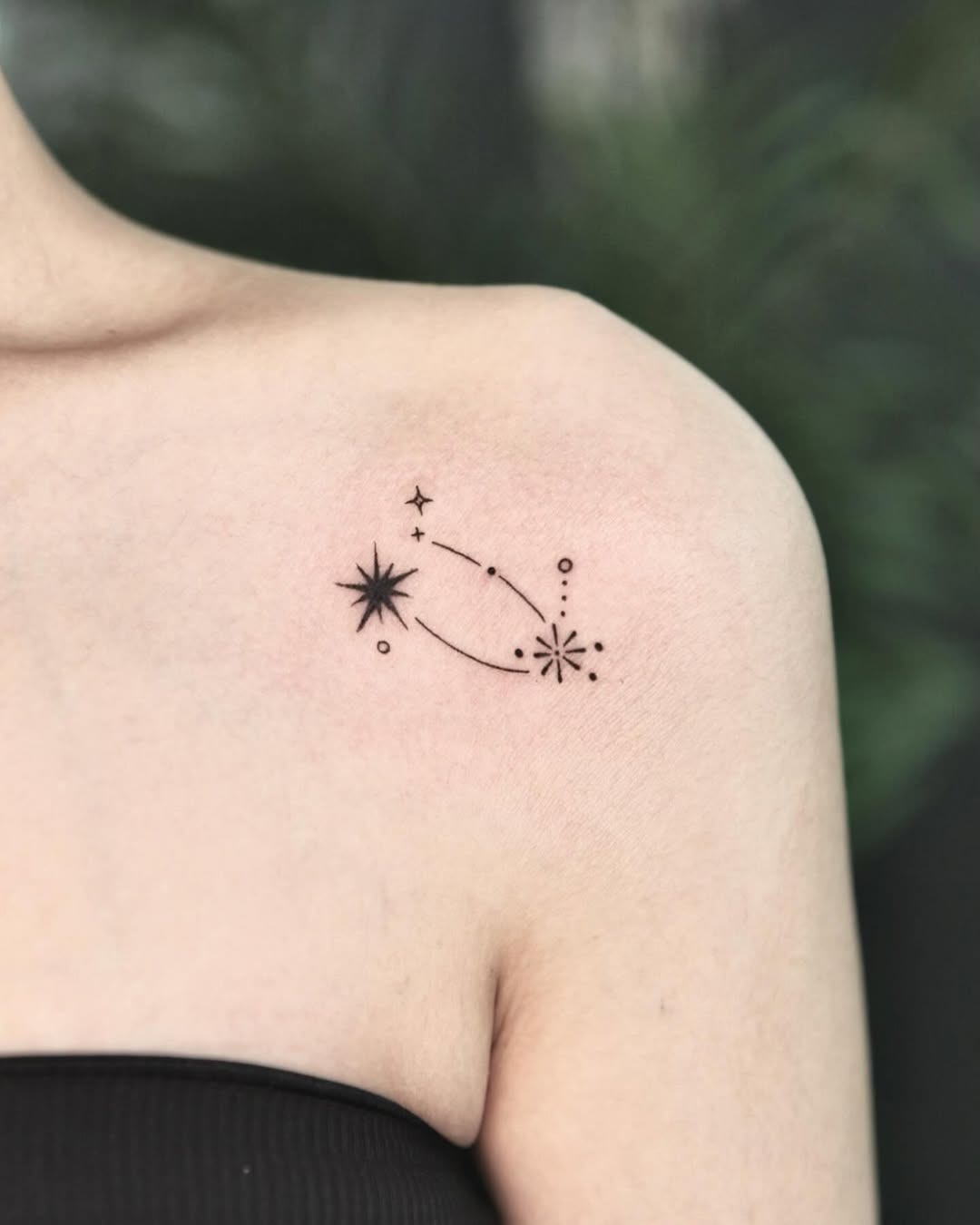 Celestial Gemini Constellation Inked On Shoulder Tattoo Design