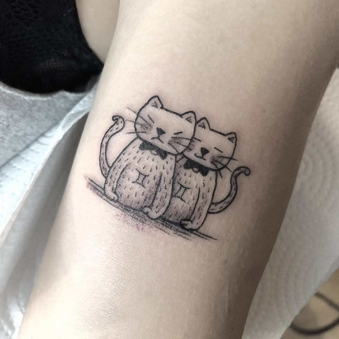 Charming twin cat Gemini tattoos for zodiac lovers Tattoo Design