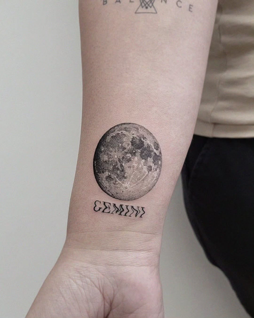 Stylish Gemini moon tattoo on forearm Tattoo Design