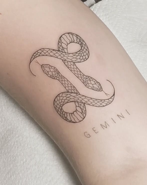 Stylish Gemini snake tattoo design for astrology lovers Tattoo Design