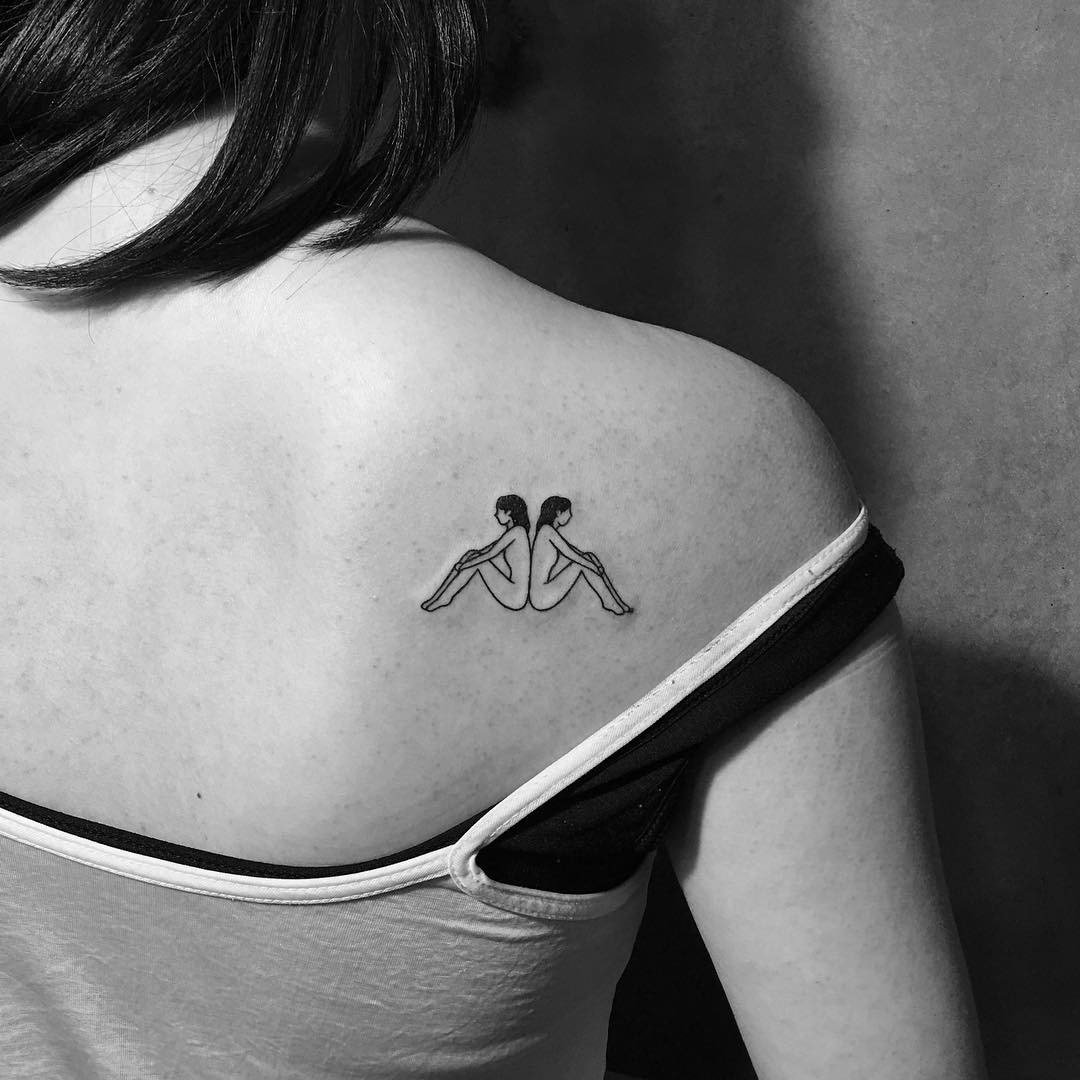 Stylish Gemini tattoo representing duality and balance Tattoo Design