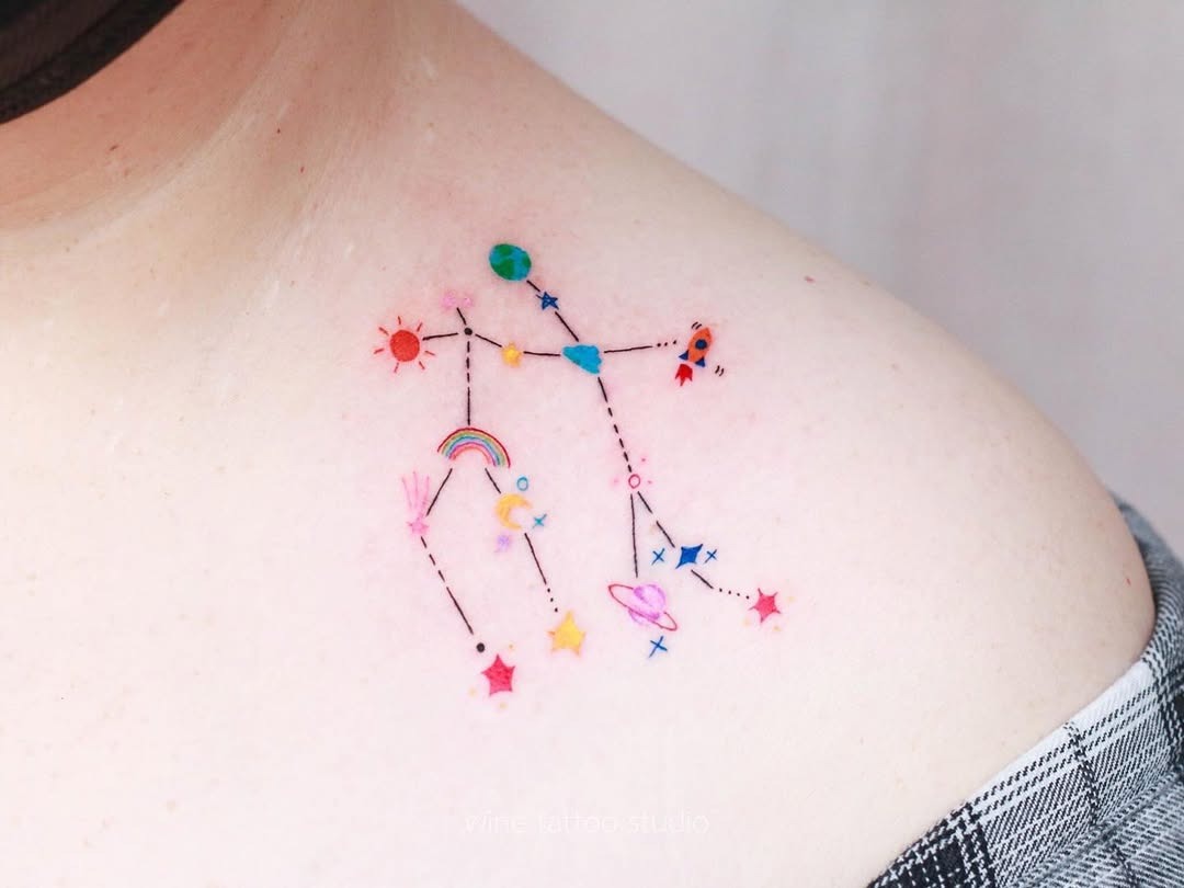 Vibrant Gemini Constellation Tattoo Design Tattoo Design