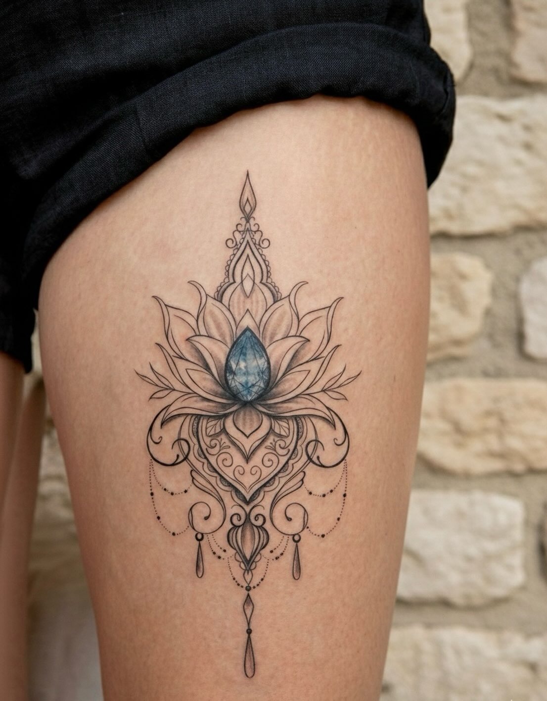Blue Gem Lotus Mandala Tattoo Tattoo Design