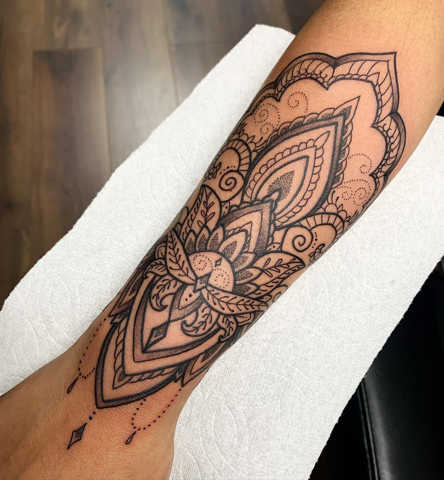 Full Forearm Lotus Mandala Tattoo Tattoo Design
