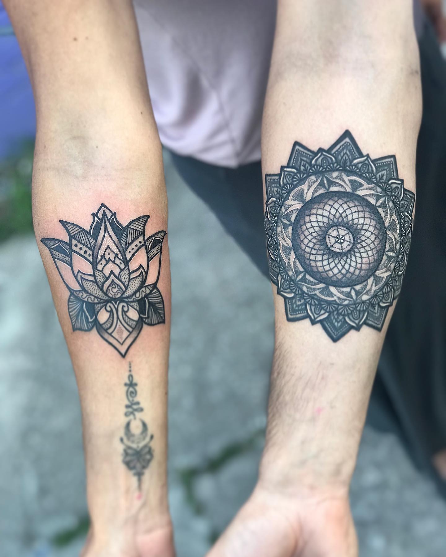 Matching Lotus and Mandala Tattoo Tattoo Design