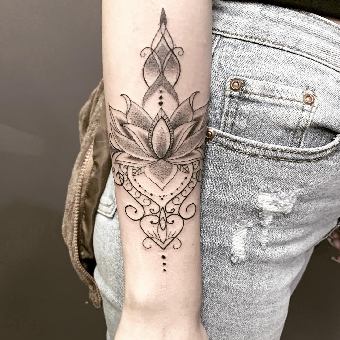 Ornamental Forearm Lotus Mandala Tattoo Tattoo Design