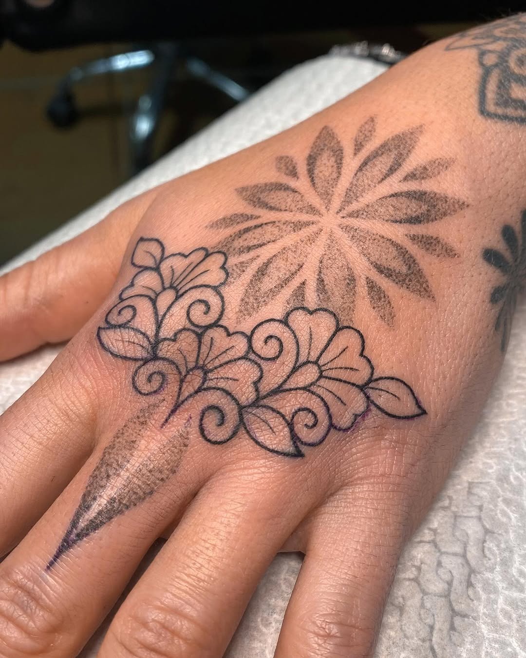 Intricate floral mandala hand tattoo design Tattoo Design