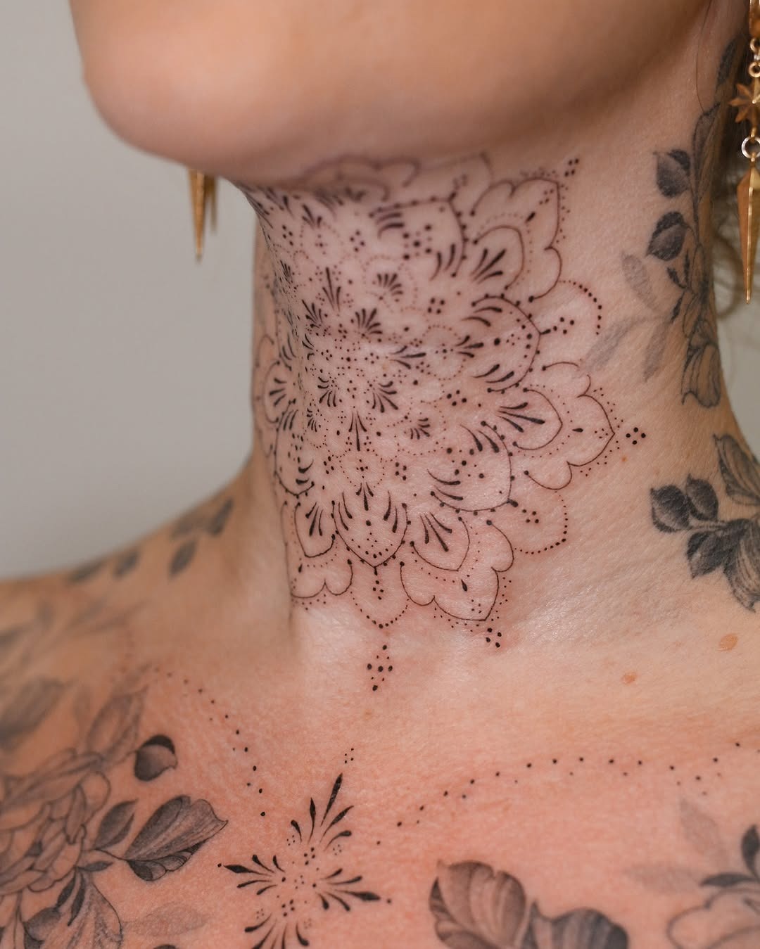 Intricate Floral Mandala Neck Tattoo Design Tattoo Design