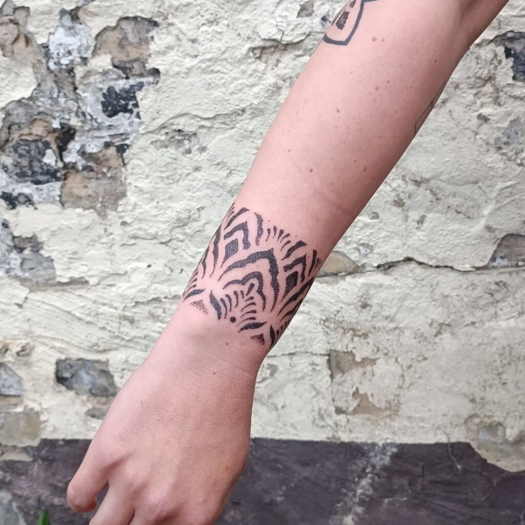 Abstract Blackwork Wrist Mandala Tattoo Tattoo Design