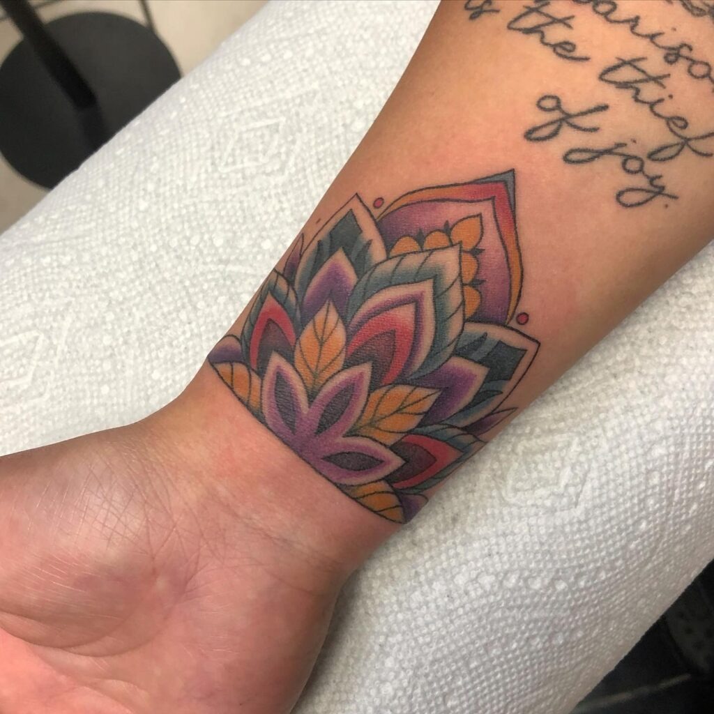 Colorful Mandala Wrist Tattoo Tattoo Design