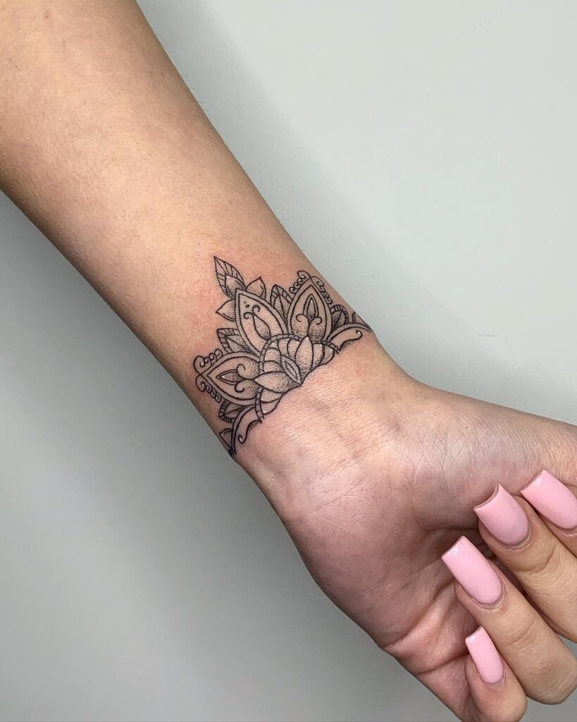 Delicate Lotus Mandala Wrist Tattoo Tattoo Design