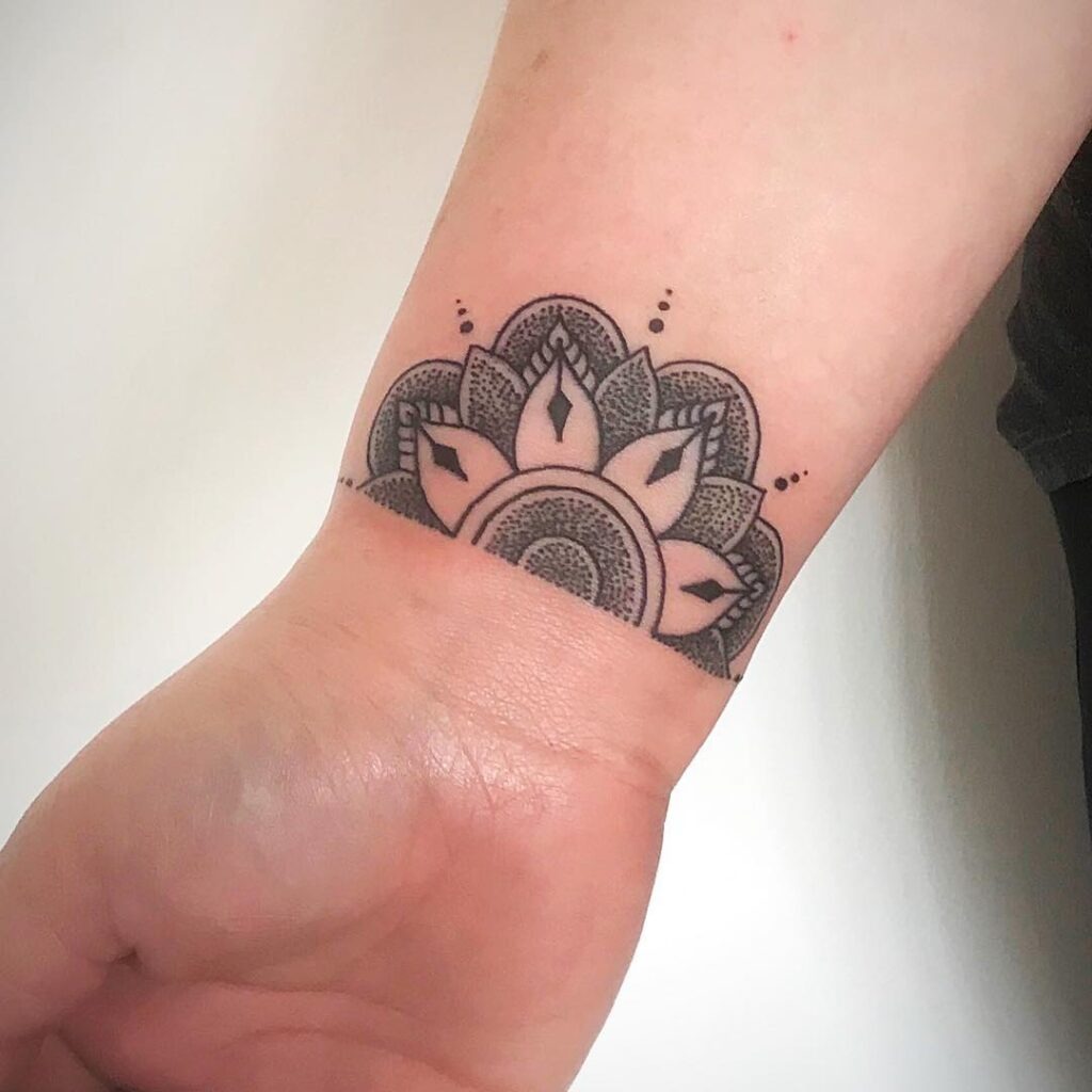 Minimalist Half Mandala Wrist Tattoo Tattoo Design