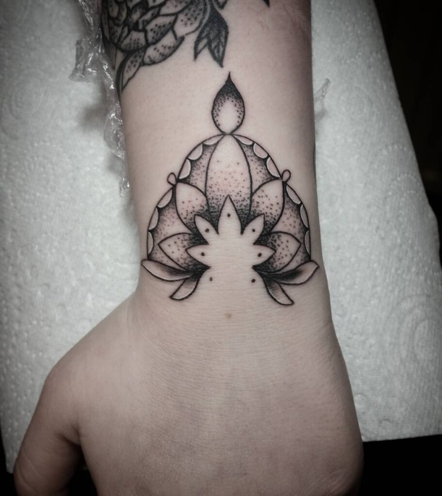 Minimalist Lotus Mandala Wrist Tattoo Tattoo Design