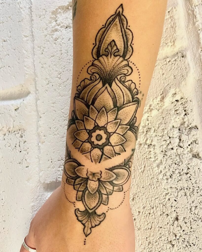 Ornate Lotus Mandala Wrist Tattoo Tattoo Design