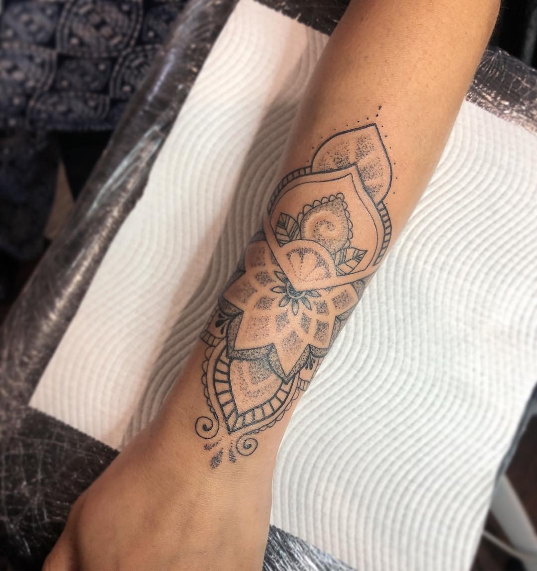 Soft Shaded Mandala Wrist Tattoo Tattoo Design