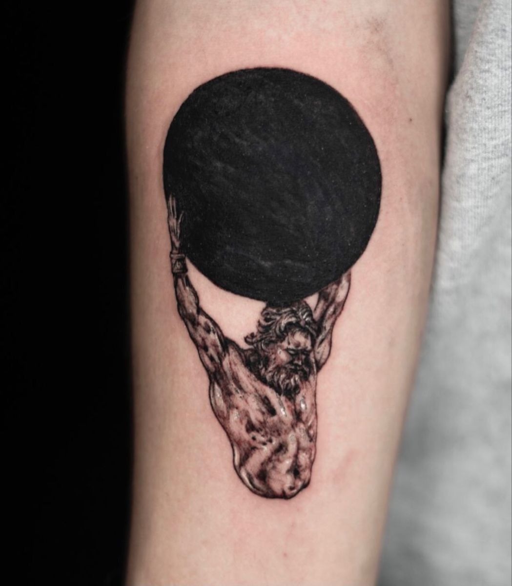 Atlas-Inspired Black Circle Tattoo Tattoo Design