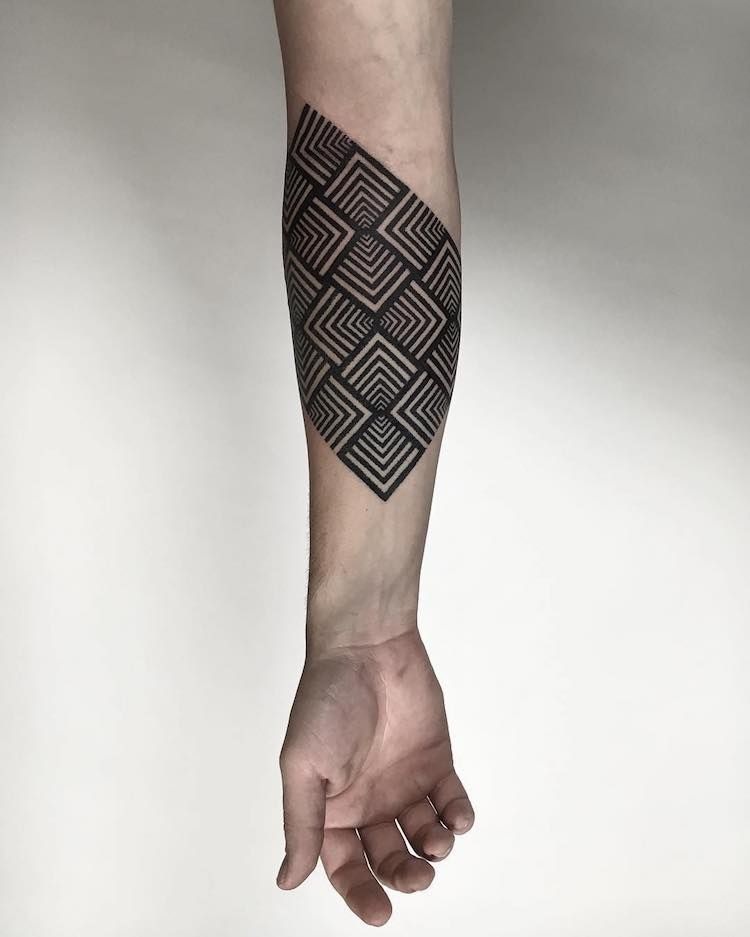 Bold Diamond Pattern Forearm Tattoo Tattoo Design