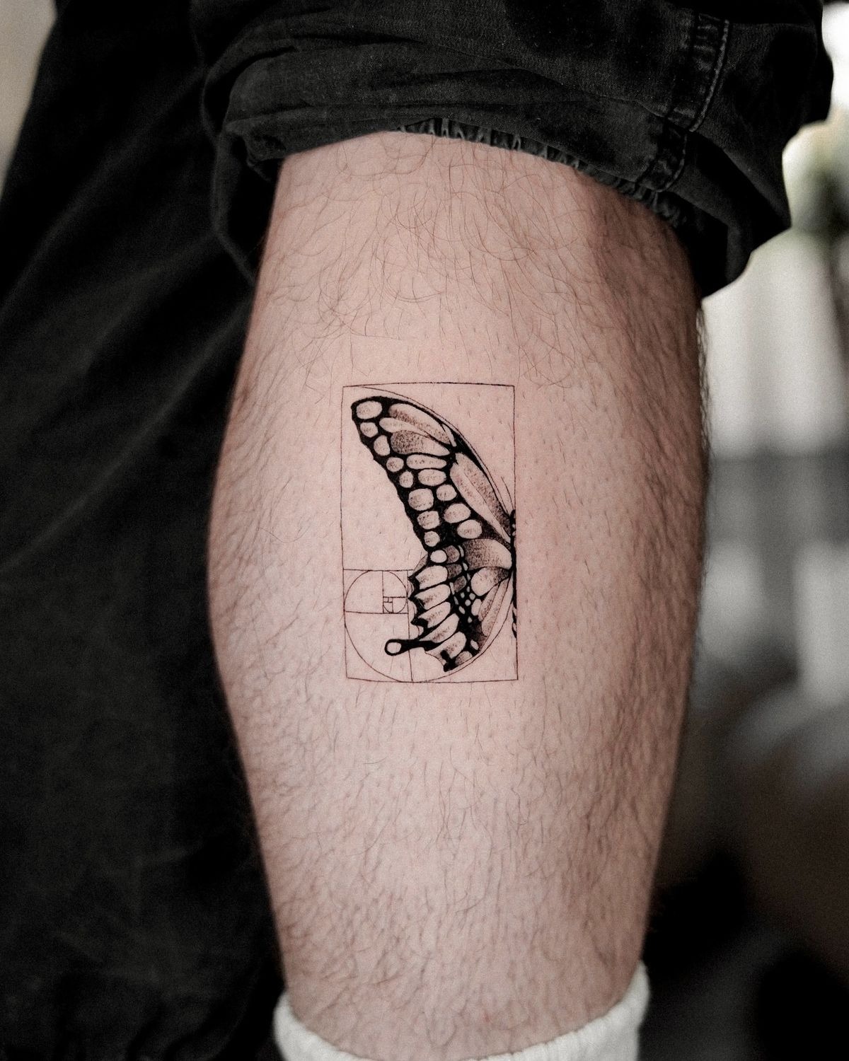 Butterfly Wing Geometric Calf Tattoo Tattoo Design