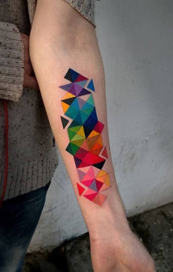 Colorful Abstract Triangle Forearm Tattoo Tattoo Design