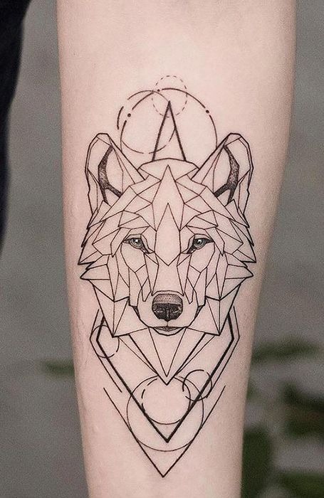 Geometric Wolf Forearm Tattoo Tattoo Design