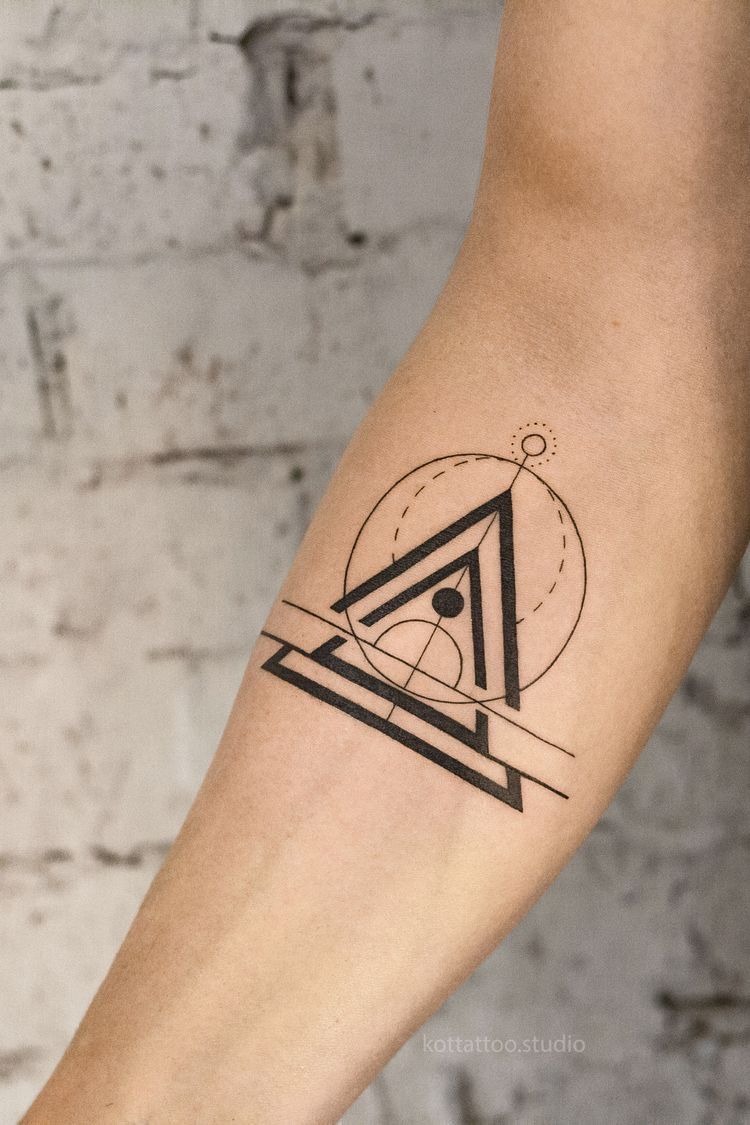 Tiny Geometric Cat Ankle Tattoo Tattoo Design