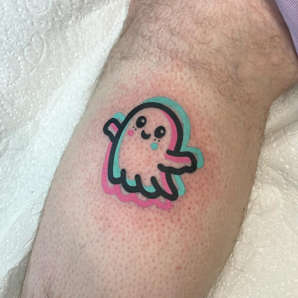 Colorful Cartoon Ghost Tattoo Tattoo Design