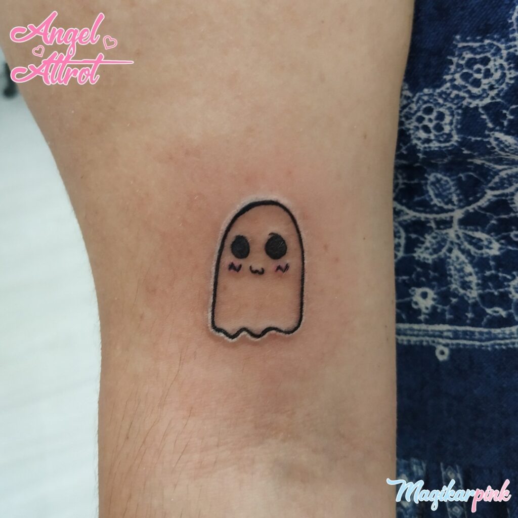 Cute Blushing Ghost Tattoo Tattoo Design