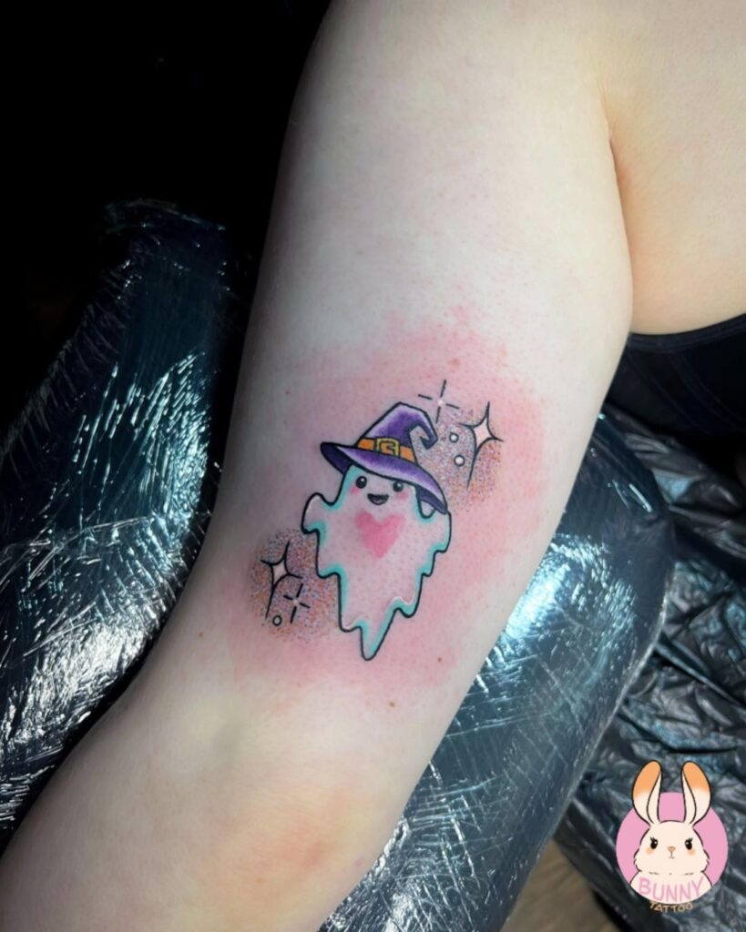 Cute Witchy Ghost Tattoo Tattoo Design