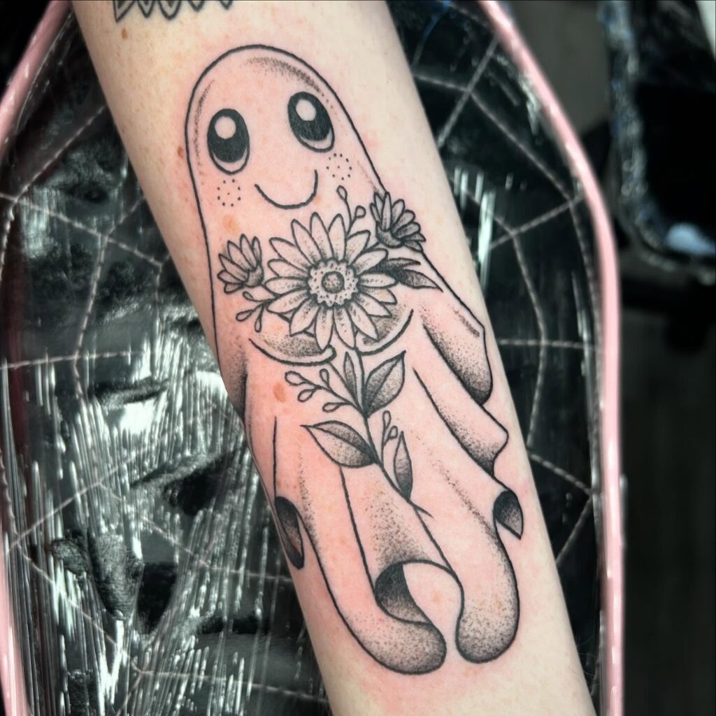 Floral Ghost Tattoo Tattoo Design
