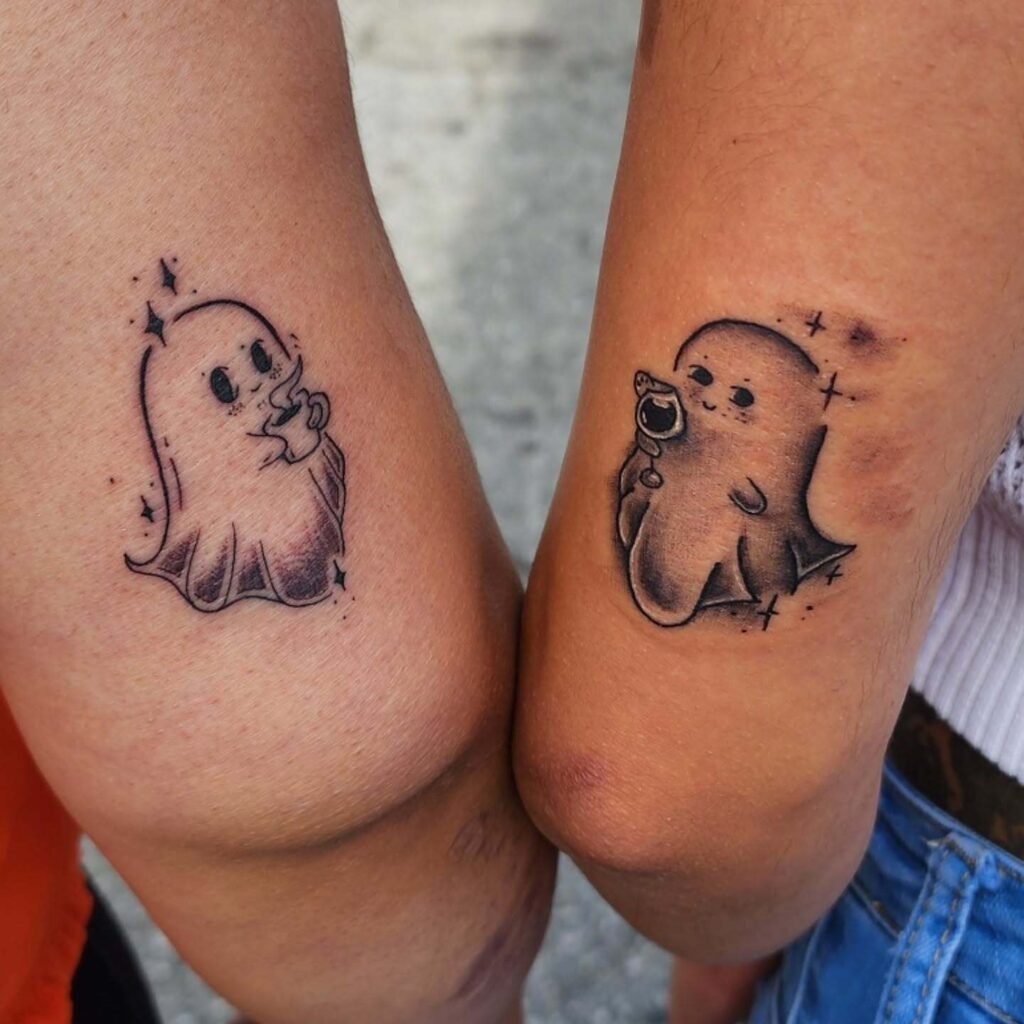 Ghost Friends with Drinks Tattoo Tattoo Design