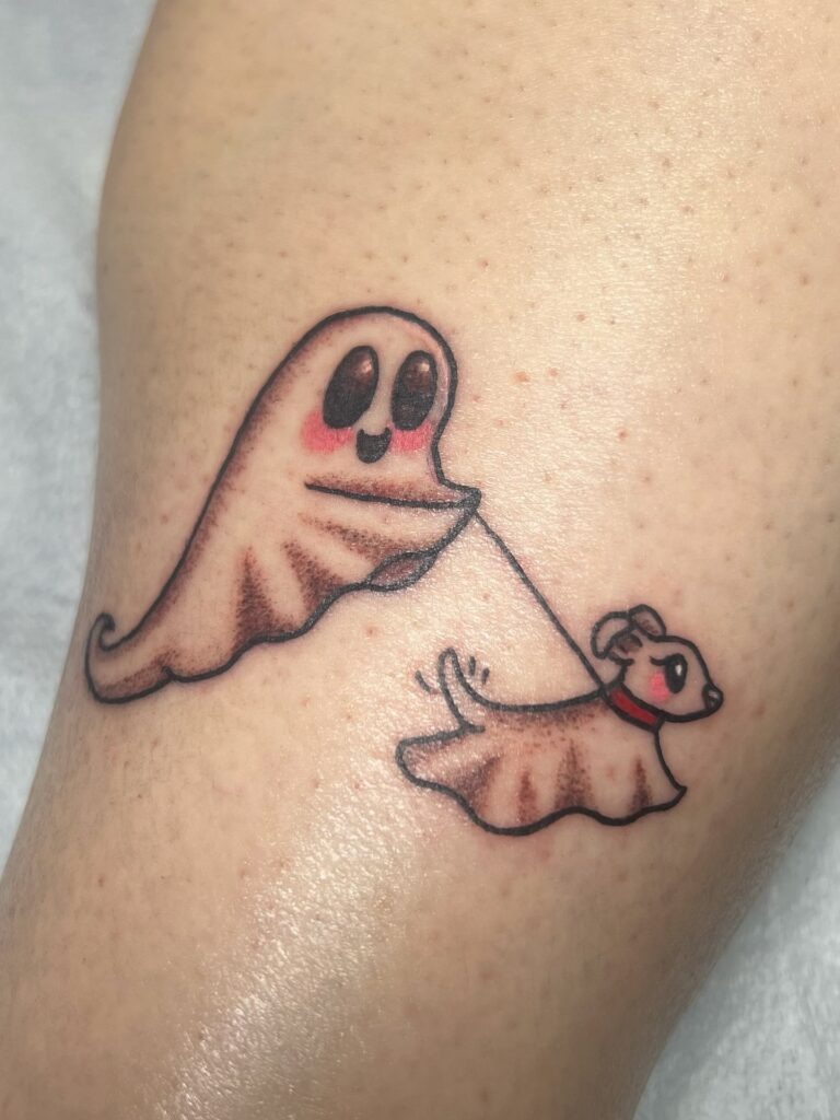 Ghost Walking a Dog Tattoo Tattoo Design