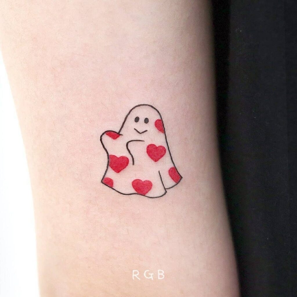 Heart-Covered Ghost Tattoo Tattoo Design