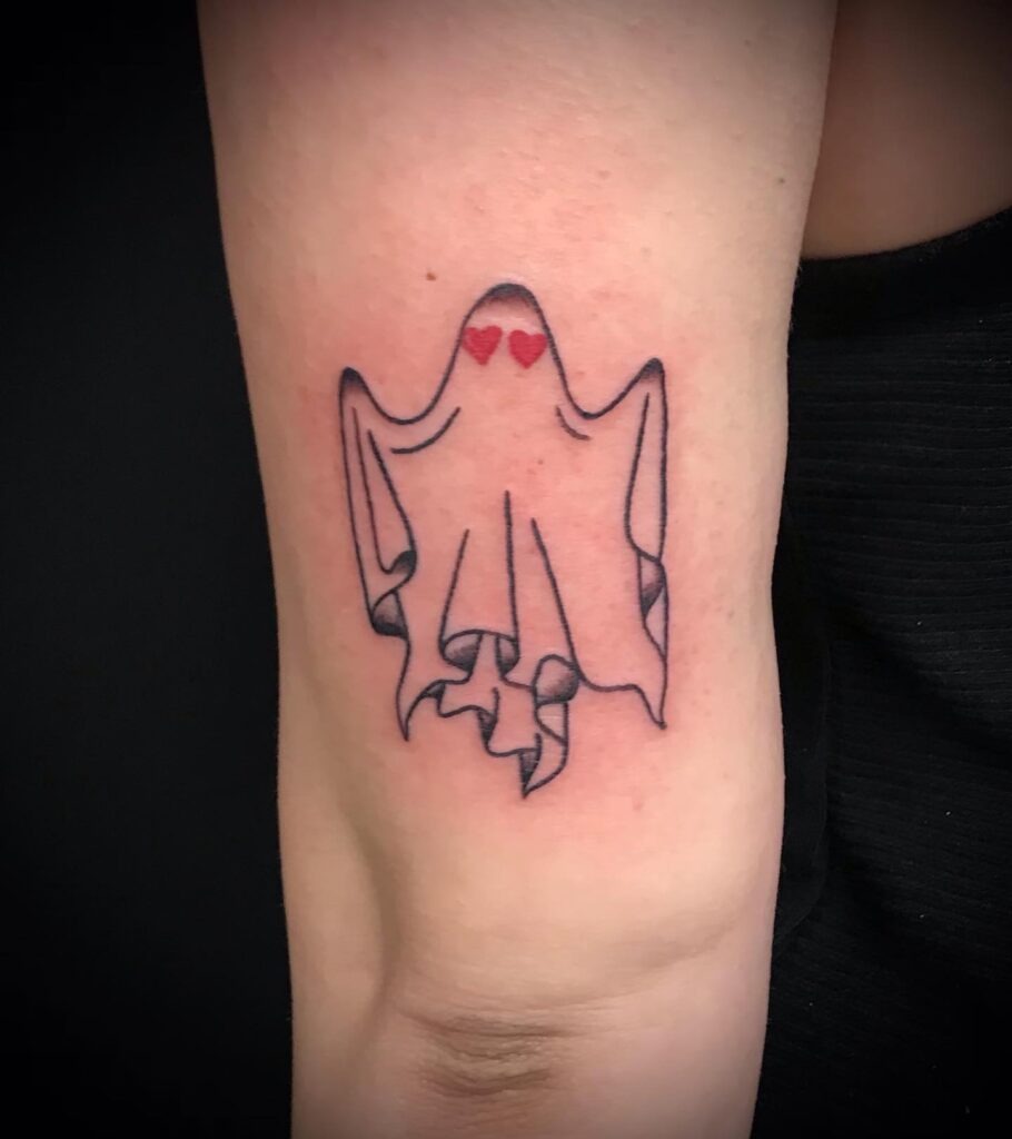 Heart-Eyed Ghost Tattoo Tattoo Design