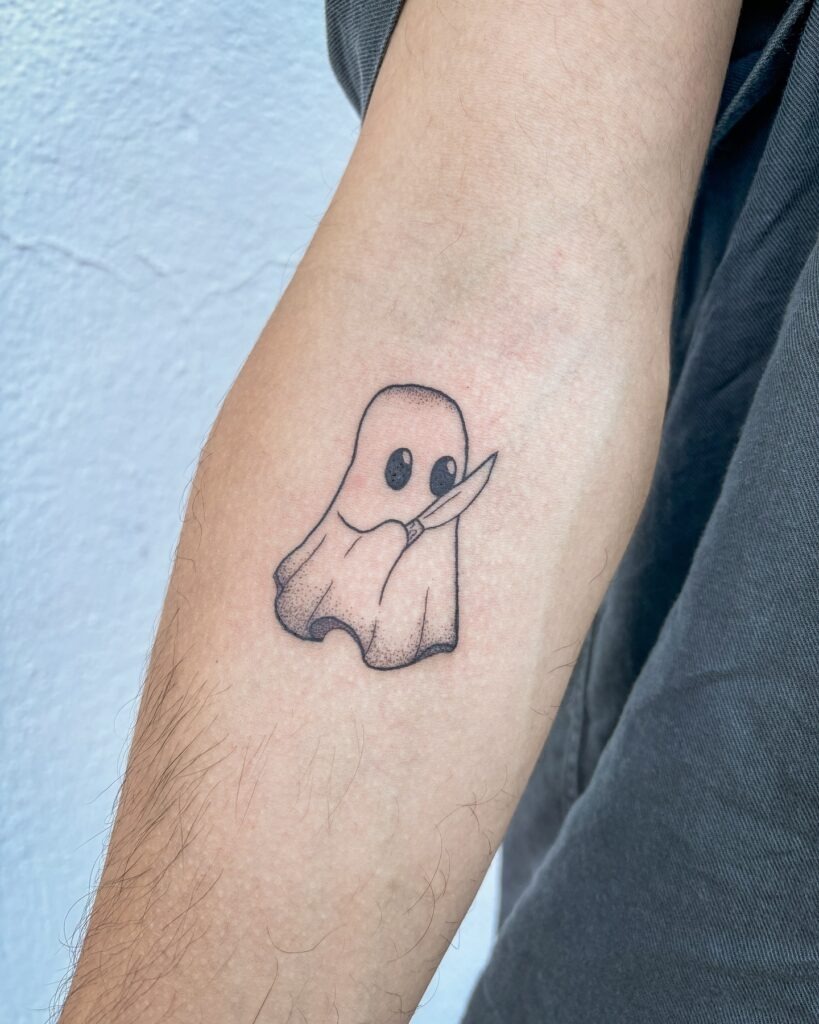 Knife-Holding Ghost Tattoo Tattoo Design