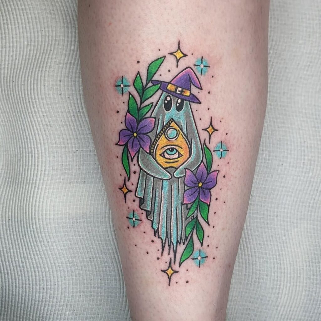 Mystic Ghost with All-Seeing Eye Tattoo Tattoo Design