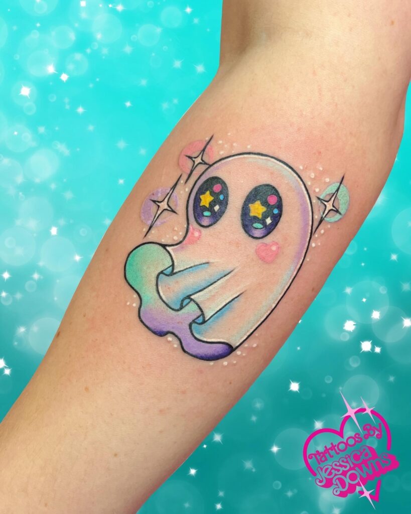 Rainbow Sparkle Ghost Tattoo Tattoo Design