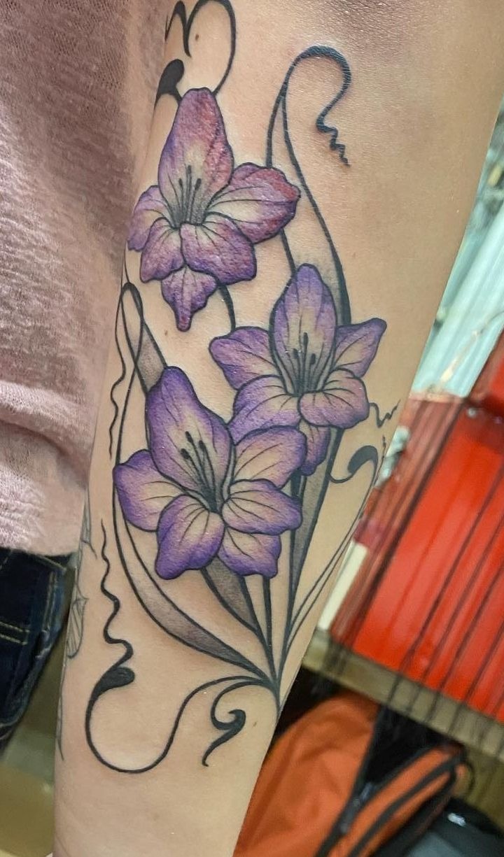 Bold Calf Gladiolus Cluster Tattoo Design