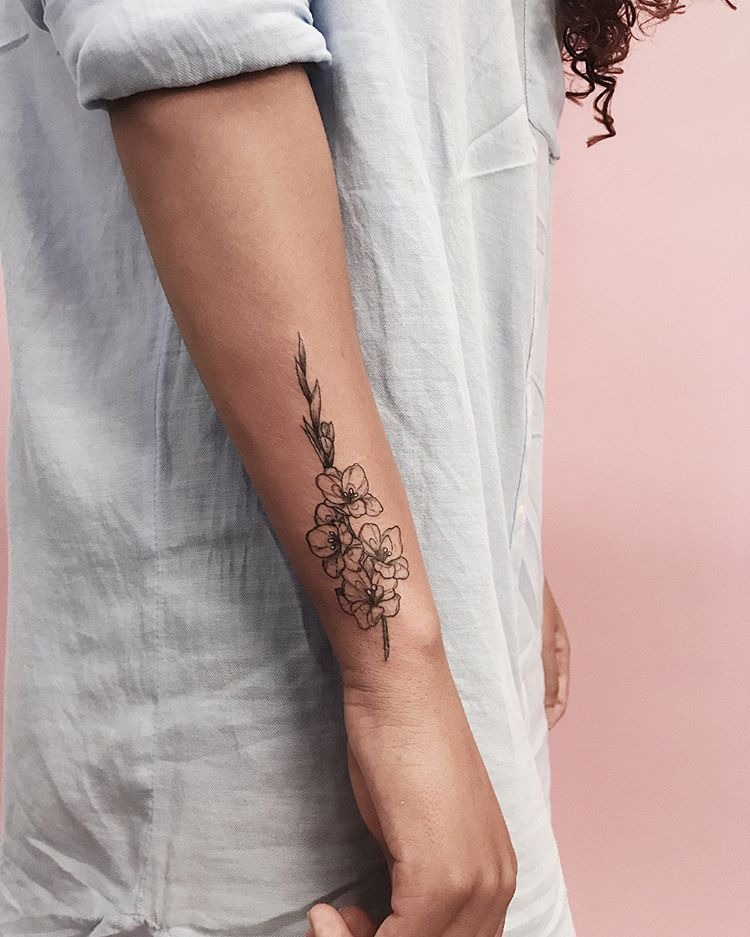 Color Pop Gladiolus Tattoo Design