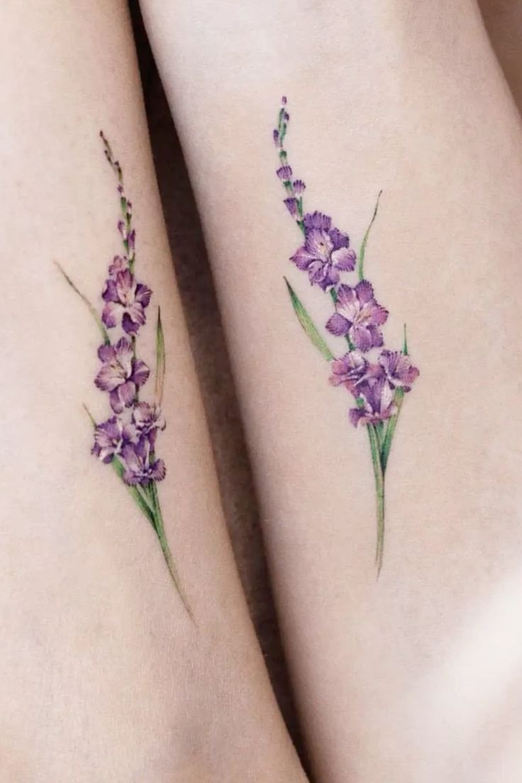 Elegant Fine Line Gladiolus Tattoo Design