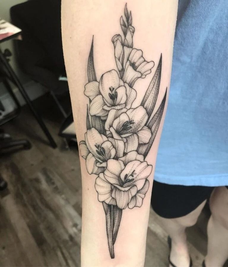 Minimalist Ankle Gladiolus Tattoo Design