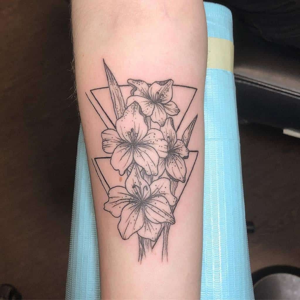 Softly Shaded Gladiolus Tattoo Design