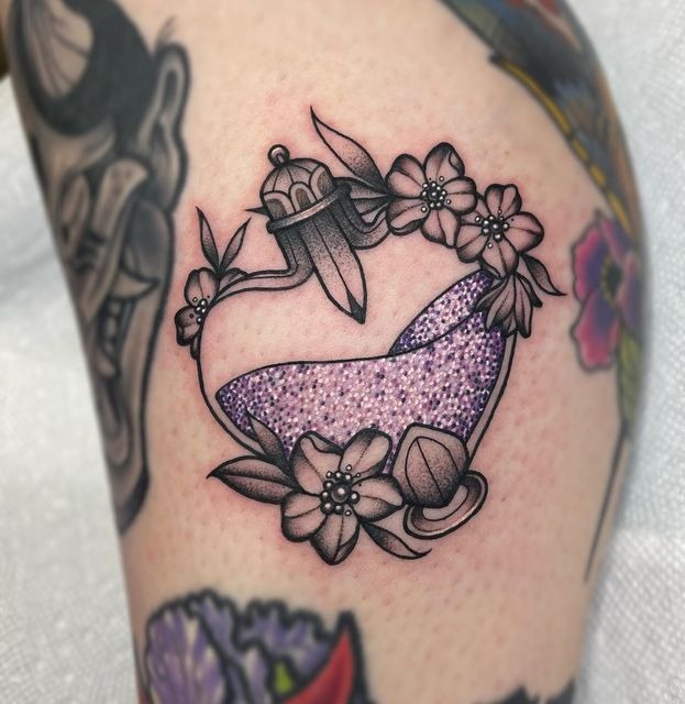 Crescent Wand Magic Tattoo Design