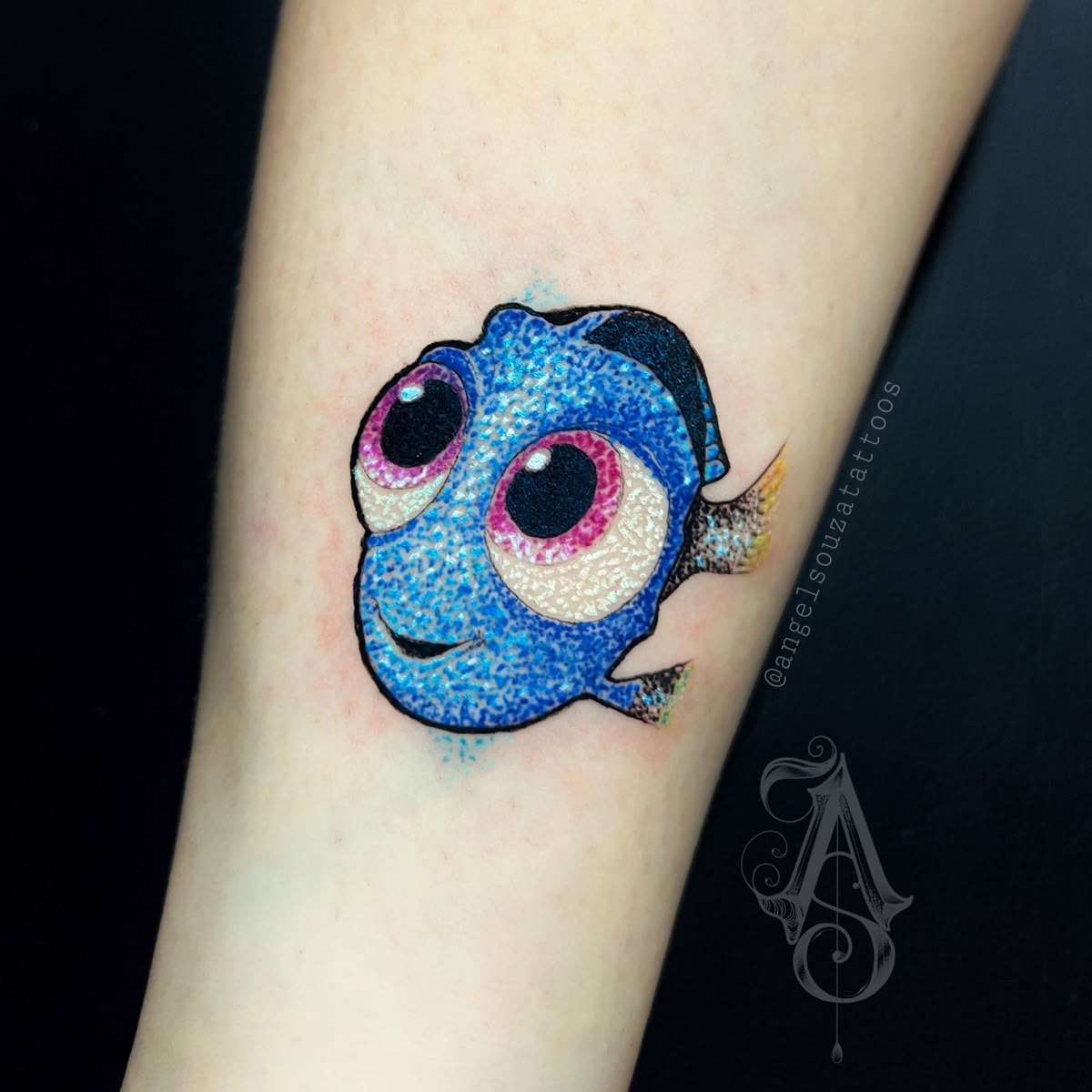 Moon and Bat Night Glow Tattoo Design
