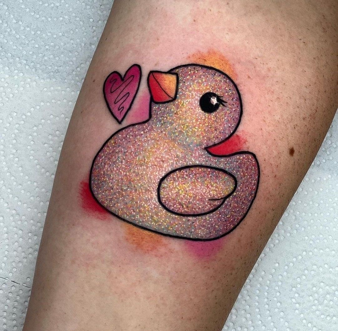 Pink Whale of Love Tattoo Design