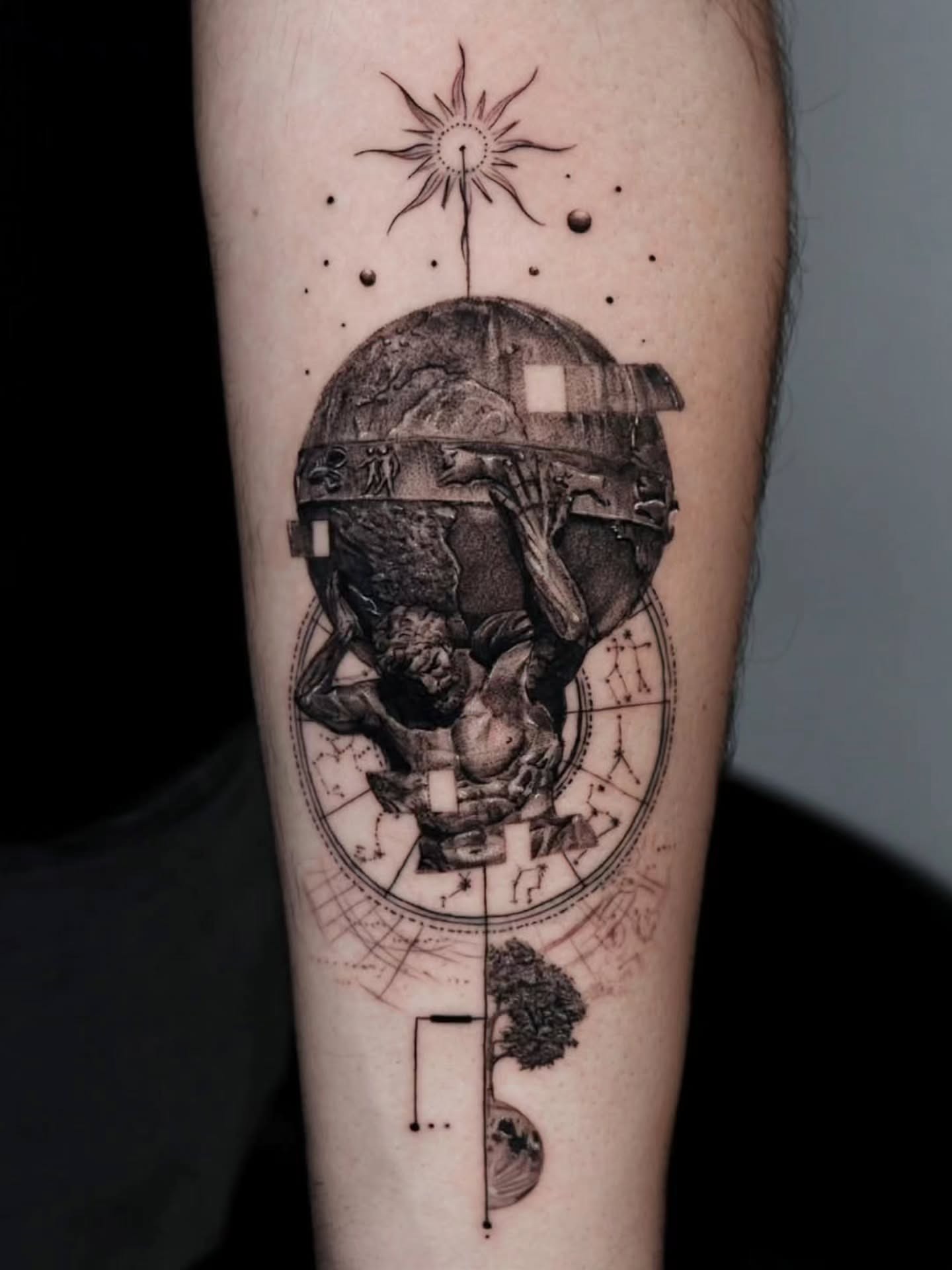 Exquisite fine line globe tattoo design Tattoo Design
