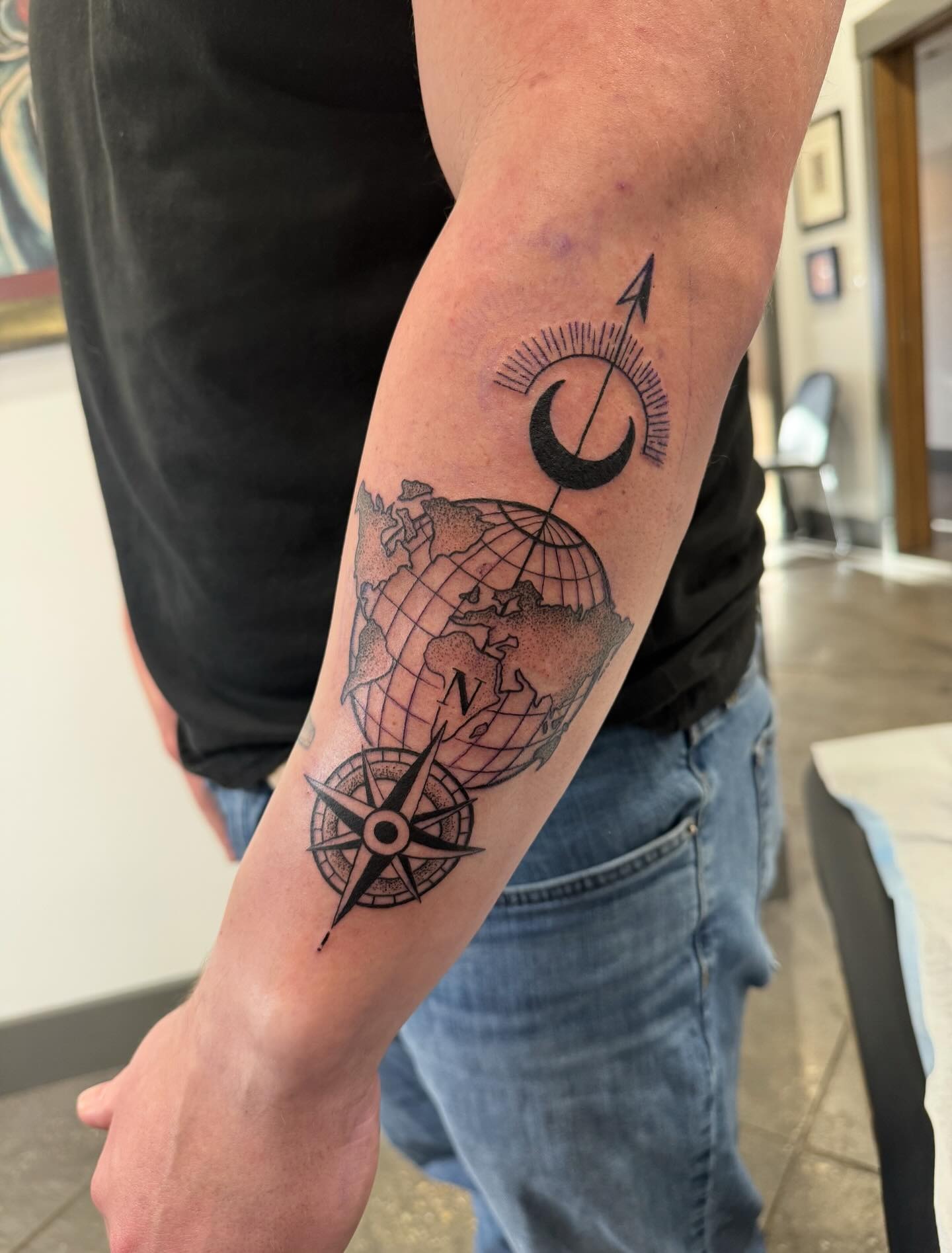 Intricate globe with compass tattoo design Tattoo Design