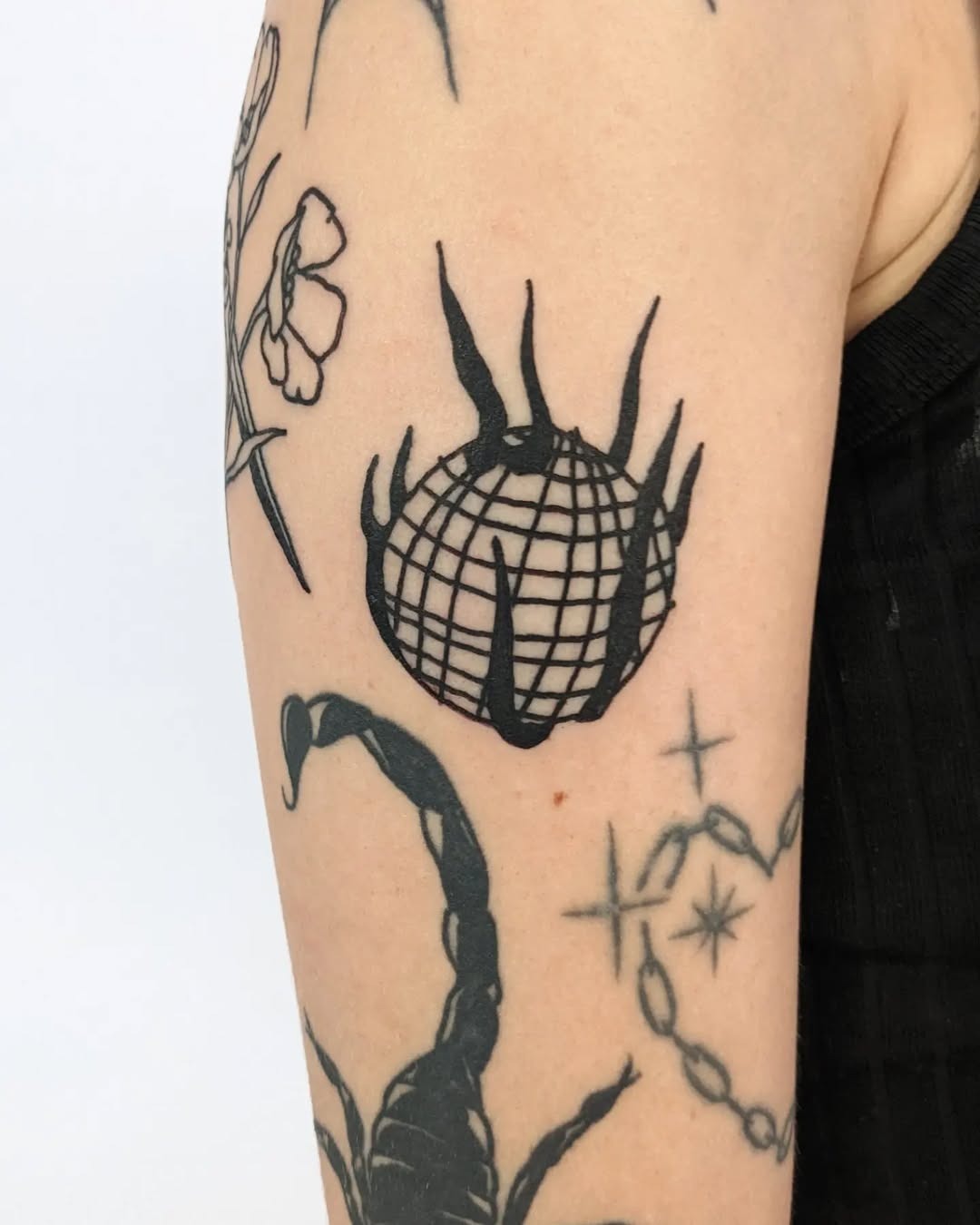 Stylish Black Line Art Globe Tattoo Design Tattoo Design