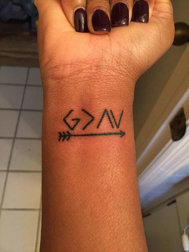 Behind-the-Ear Cross Tattoo with Symbol Tattoo Design