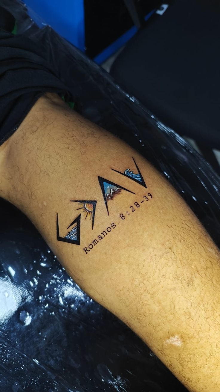 Shaded Mountain Design with Symbol Tattoo Design